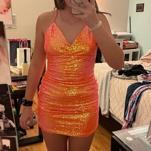 Sequin Orange Dress